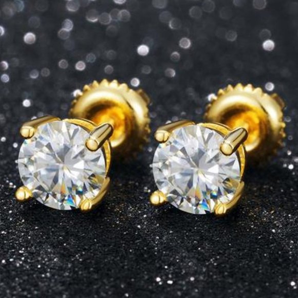 Certified 2ct. t.w. Moissanite Diamond Round Stud Earrings NEW - Picture 3 of 16